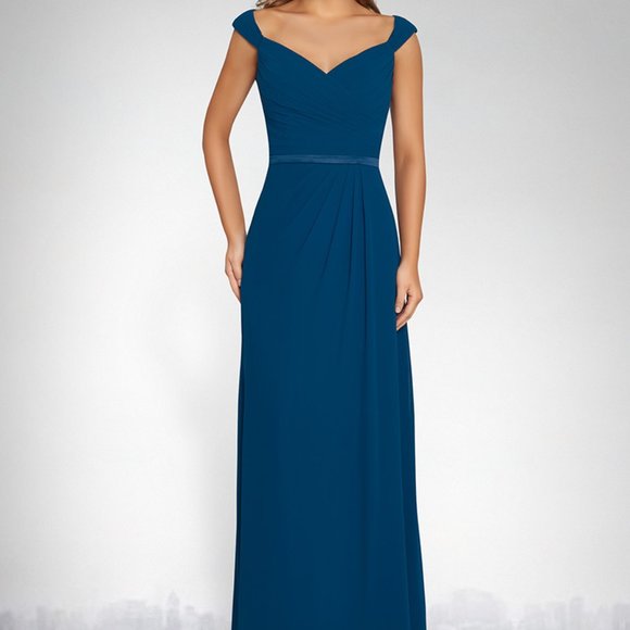 Blue Pool Bridesmaid Dress - Picture 3 of 9